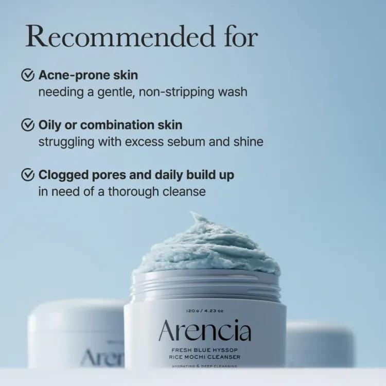 Arencia Fresh Blue Hyssop Rice Mochi Cleanser 120g