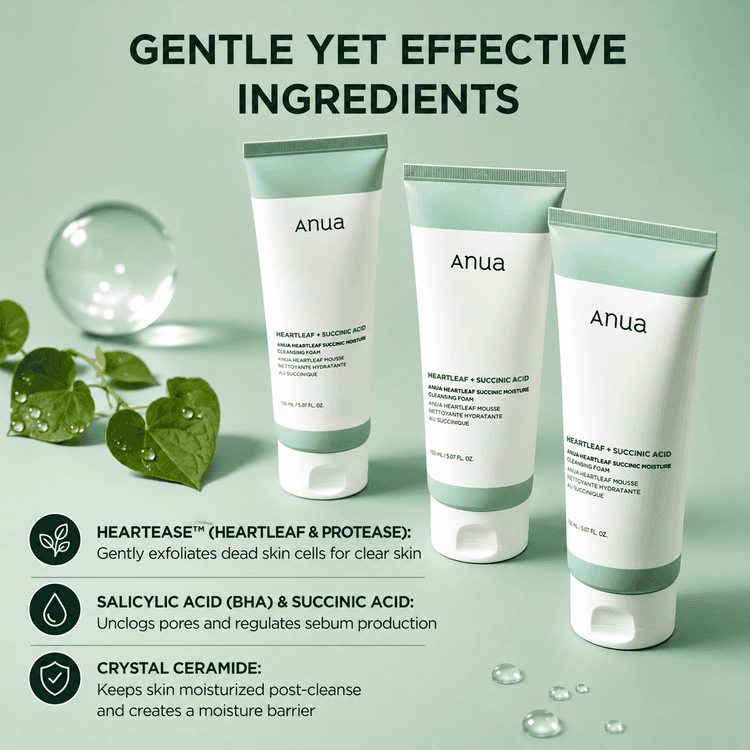 Anua Heartleaf Succinic Moisture Cleasing Foam 150ml
