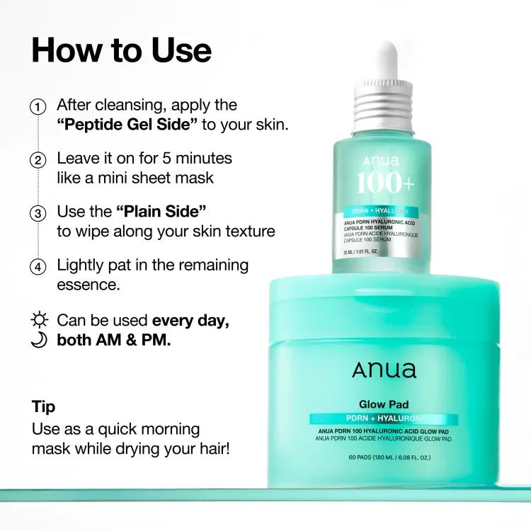 Anua Pdrn Hyaluronic Glow Pad (60ea), 180ml