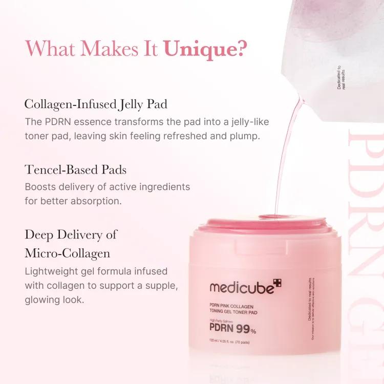 Medicube Pdrn Pink Collagen Toning Gel Toner Pad 70ea, 120ml